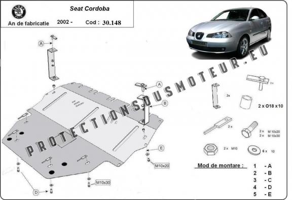 Protection sous moteur et de la boîte de vitesse Seat Cordoba Diesel