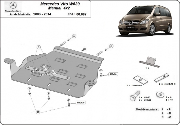 Protection de la boîte de vitesse Mercedes Viano W639 - 2.2 D 4x2