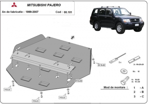 Protection de la boîte de vitesse Mitsubishi Pajero 3 (V60, V70) Vers. 2.0