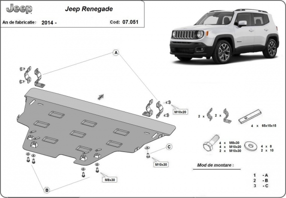 Protection sous moteur et de la boîte de vitesse Jeep Renegade