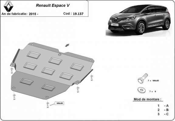 Protection sous moteur et de la boîte de vitesse  Renault Espace 5