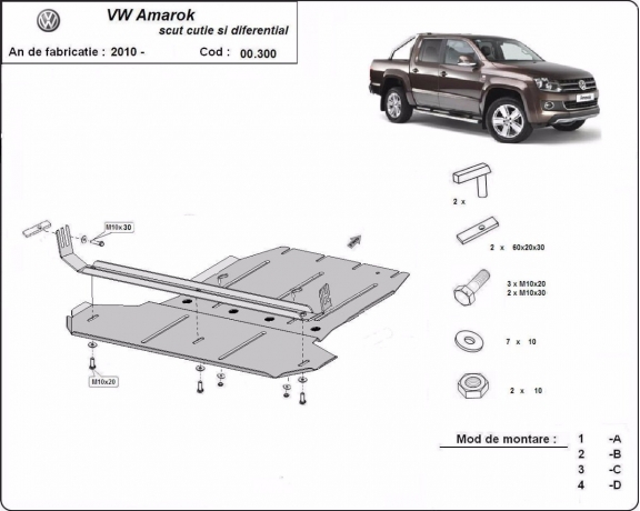 Protection de la boîte de vitesse et de la différentiel Volkswagen Amarok