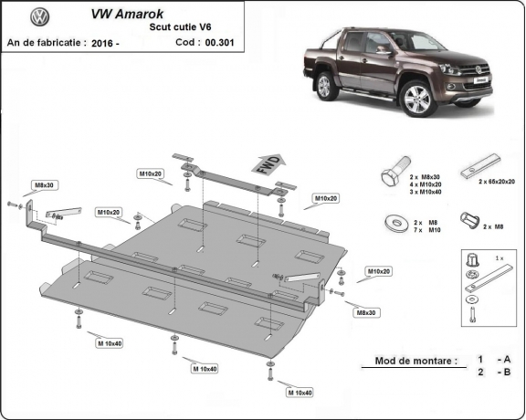 Protection de la boîte de vitesse et de la différentiel Volkswagen Amarok -  V6 automat