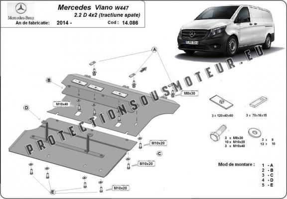 Protection sous moteur et de la boîte de vitesse Mercedes Viano W447 2.2 D, 4x2 