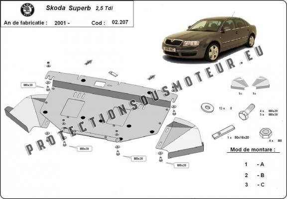 Protection sous moteur et de la radiateur Skoda Superb - 2.5 Tdi, V6