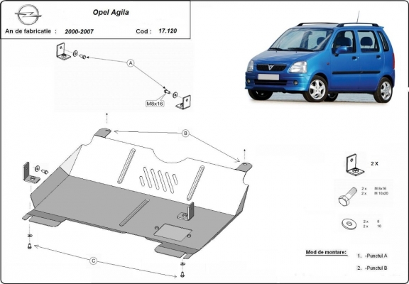 Protection sous moteur et de la boîte de vitesse Opel Agila (H00)