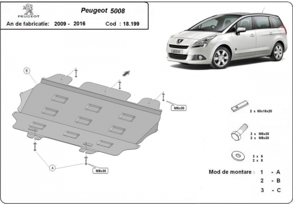 Protection sous moteur et de la boîte de vitesse Peugeot 5008