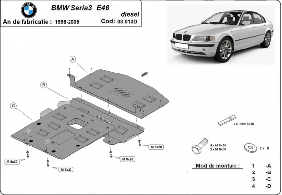 Protection Sous Moteur BMW Seria 3 E46 - diesel
