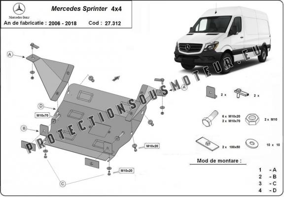 Protection sous moteur et de la boîte de vitesse Mercedes Sprinter 906 4x4