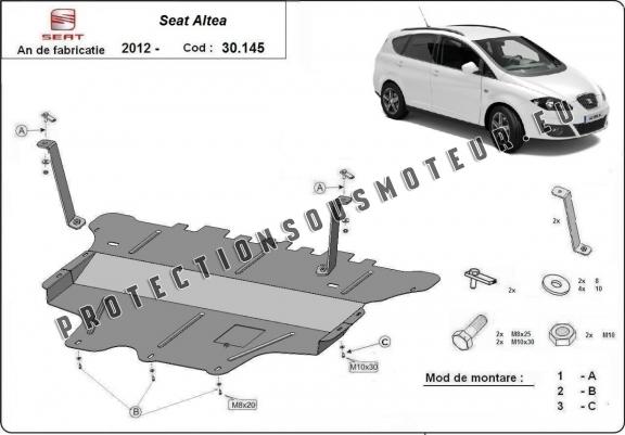 Protection sous moteur et de la boîte de vitesse Seat Altea - boîte de vitesses manuelle