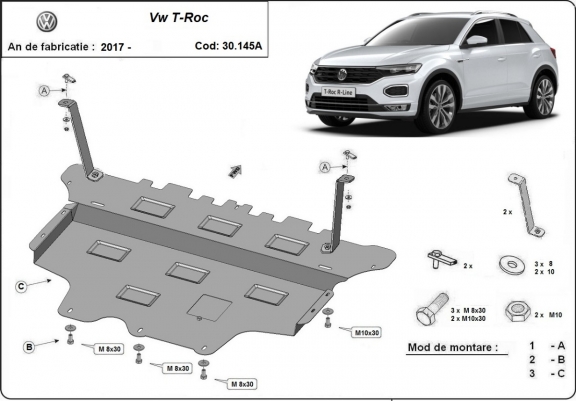 Protection sous moteur et de la boîte de vitesse Volkswagen T-Roc - Boîte de vitesse automatique