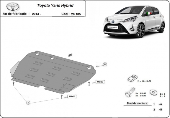 Protection sous moteur et de la boîte de vitesse Toyota Yaris XP150
