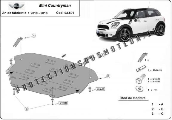 Protection sous moteur et de la boîte de vitesse Mini Countryman R60
