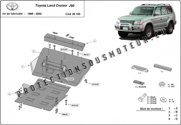 Protection sous moteur et de la radiateur Toyota Land Cruiser J90