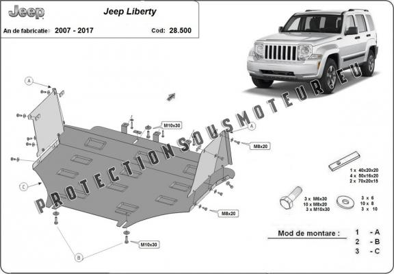 Protection sous moteur et de la boîte de vitesse Jeep Liberty