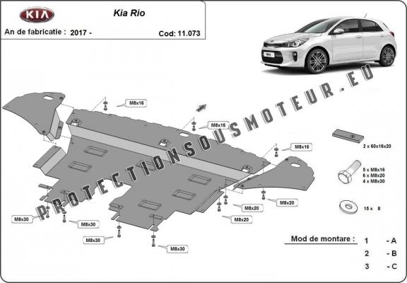 Protection sous moteur et de la boîte de vitesse Kia Rio 4