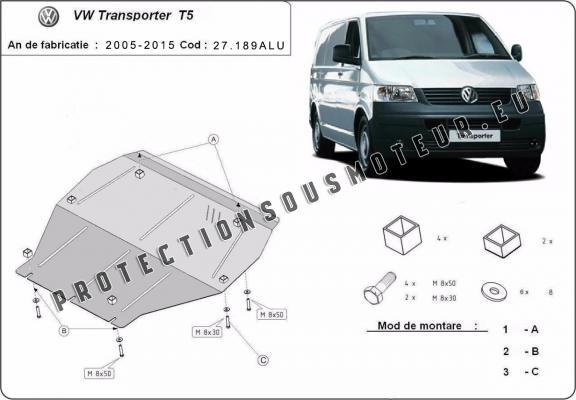 Protection sous moteur et de la boîte de vitesse Volkswagen Transporter T5 Aluminium