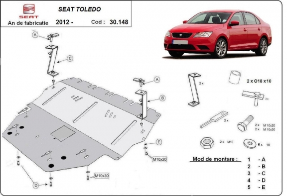Protection sous moteur et de la boîte de vitesse Seat Toledo 4