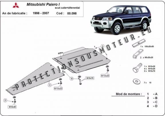Protection de la boîte de vitesse et de la différentiel Mitsubishi Pajero Sport 1