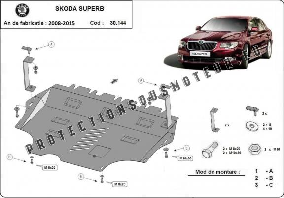 Protection sous moteur et de la boîte de vitesse Skoda Superb 2