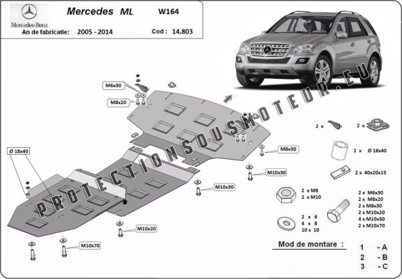 Protection sous moteur et de la boîte de vitesse Mercedes ML W164