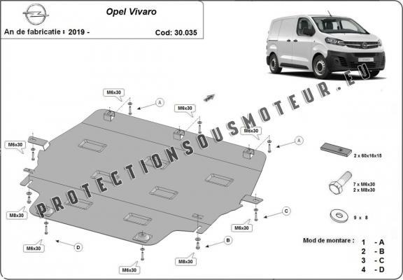 Protection sous moteur et de la boîte de vitesse Opel Vivaro C 