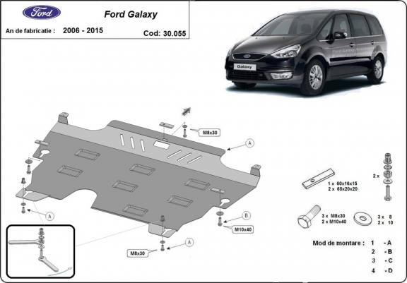 Protection sous moteur et de la boîte de vitesse Ford Galaxy 2
