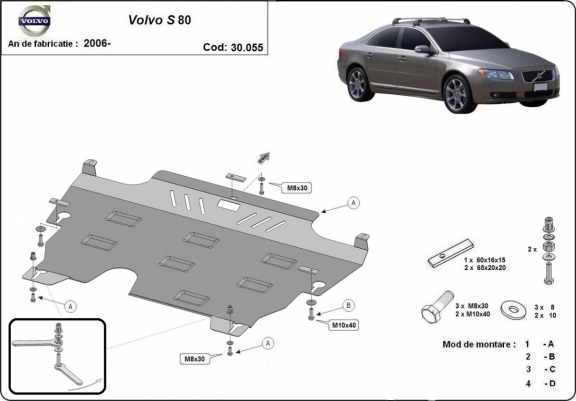 Protection sous moteur et de la boîte de vitesse Volvo S80