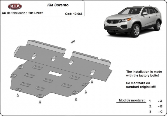 Protection sous moteur et de la boîte de vitesse Kia Sorento XM ( Fase I )