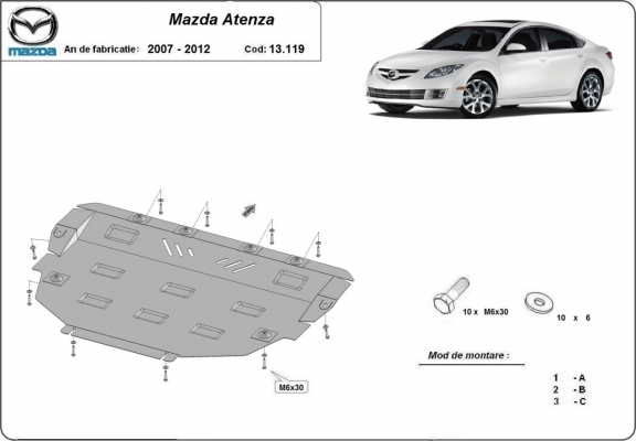 Protection sous moteur et de la boîte de vitesse Mazda Atenza