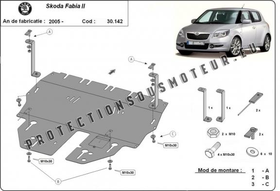 Protection sous moteur et de la boîte de vitesse Skoda Fabia 2