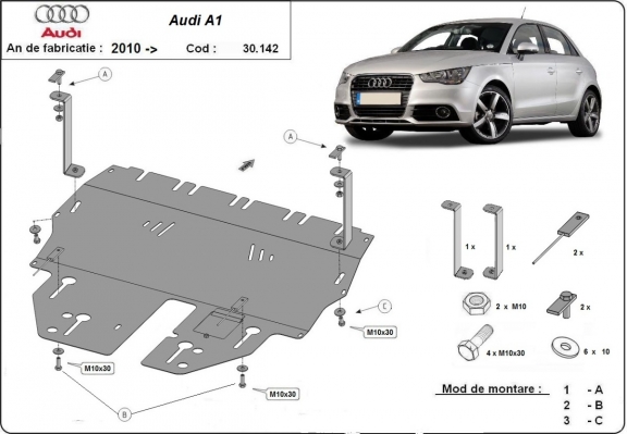 Protection sous moteur et de la boîte de vitesse Audi A1