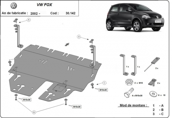 Protection sous moteur et de la boîte de vitesse VW Fox