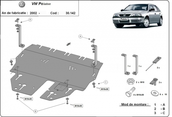 Protection sous moteur et de la boîte de vitesse Volkswagen Pointer