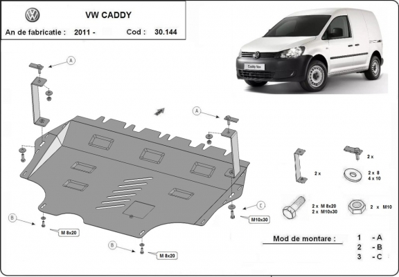 Protection sous moteur et de la boîte de vitesse VW Caddy