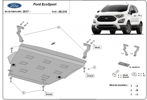 Protection sous moteur et de la boîte de vitesse Ford EcoSport