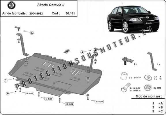 Protection sous moteur et de la boîte de vitesse Skoda Octavia 2