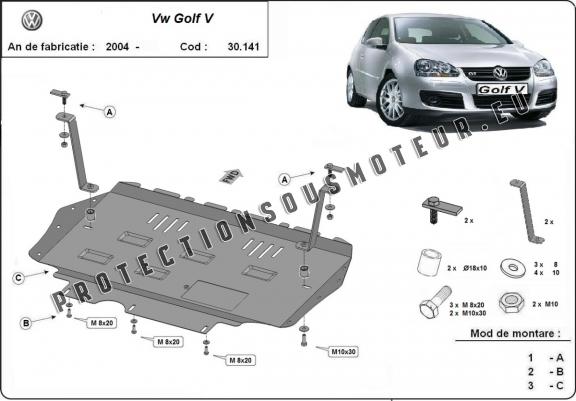 Protection sous moteur et de la boîte de vitesse Vw golf mk5