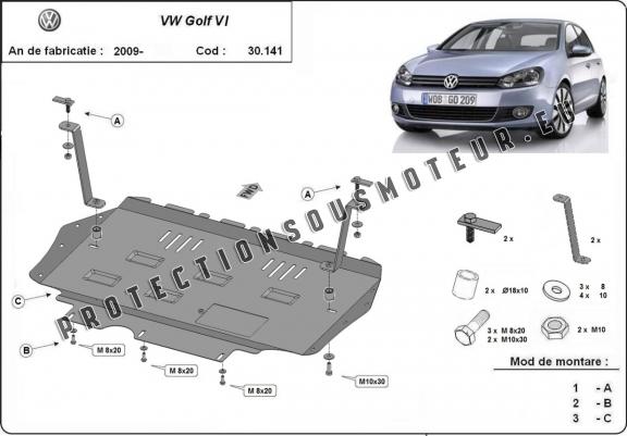 Protection sous moteur et de la boîte de vitesse VW Golf 6