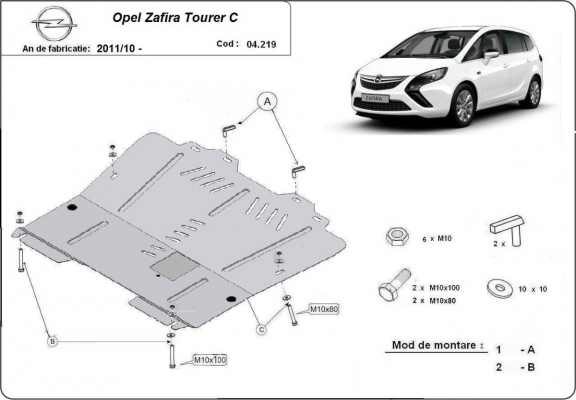 Protection sous moteur et de la boîte de vitesse Opel Zafira C