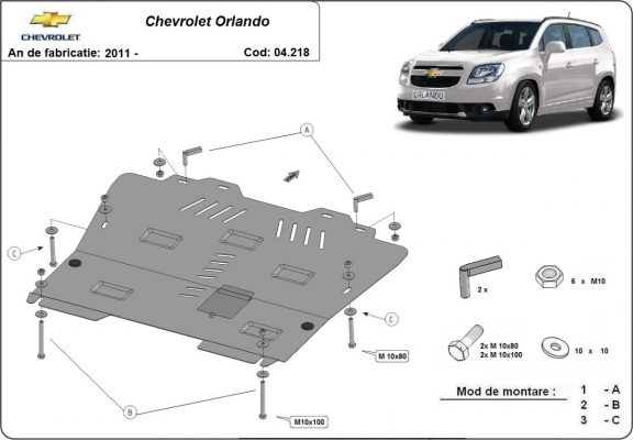Protection sous moteur et de la boîte de vitesse Chevrolet Orlando