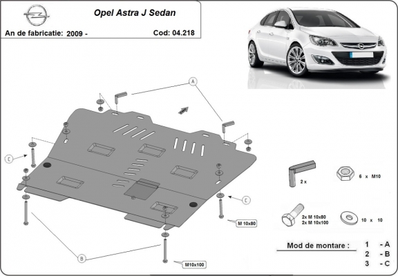 Protection sous moteur et de la boîte de vitesse Opel Astra J Sedan