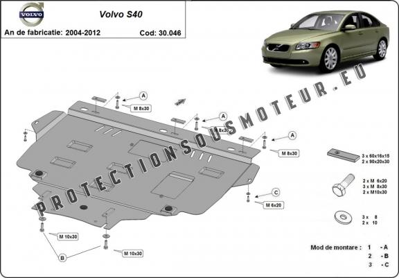 Protection sous moteur et de la boîte de vitesse Volvo S40