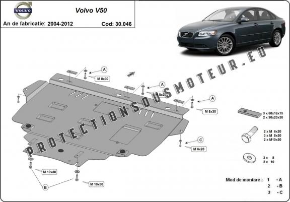 Protection sous moteur et de la boîte de vitesse Volvo V50