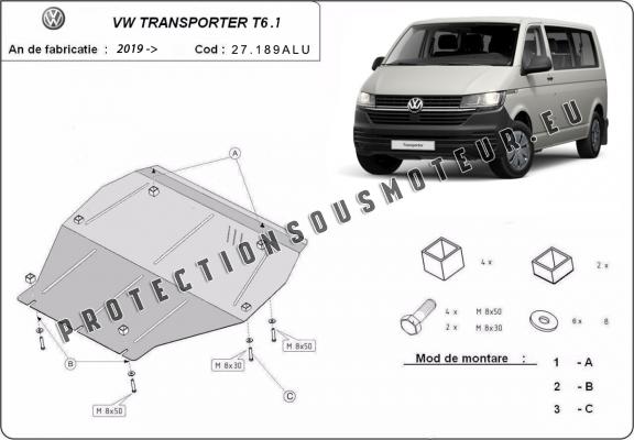 Protection sous moteur et de la boîte de vitesse Volkswagen Transporter T6.1 Aluminium