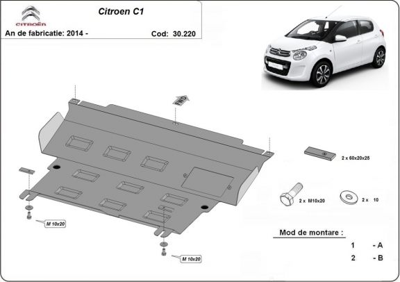 Protection sous moteur et de la boîte de vitesse Citroen C1
