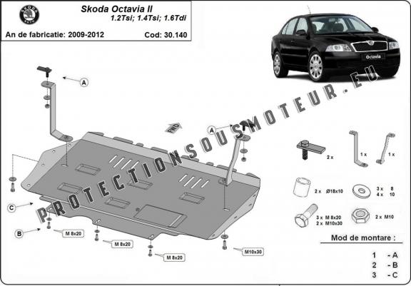 Protection sous moteur et de la boîte de vitesse Skoda Octavia 2