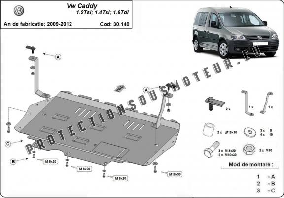 Protection sous moteur et de la boîte de vitesse Volkswagen Caddy 