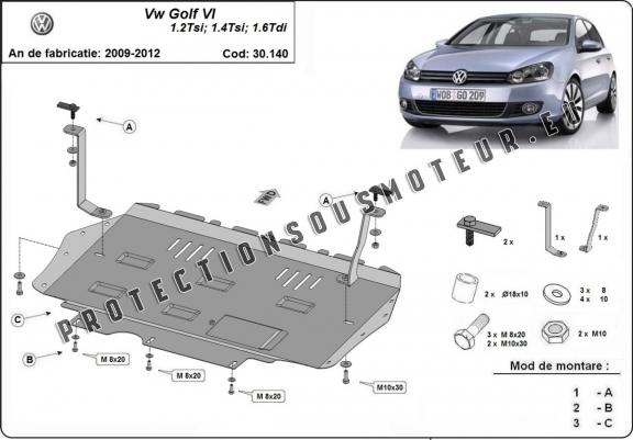 Protection sous moteur et de la boîte de vitesse VW Golf 6