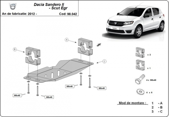 Protection sous système Stop&Go, EGR Dacia Sandero 2